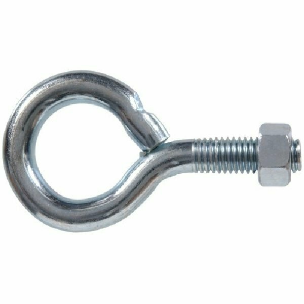 Hardware Essentials Eye Bolt with Nut, 1/2-13 Thread, Coarse Thread, 1.25 in ID x 2.112 in OD Dia Eye, Steel 320744